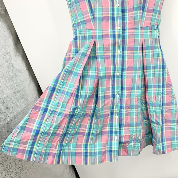 Brooks Brothers 346 Women Size 2 Small Dress Button Front Pink Blue Plaid Polo - Picture 2 of 6